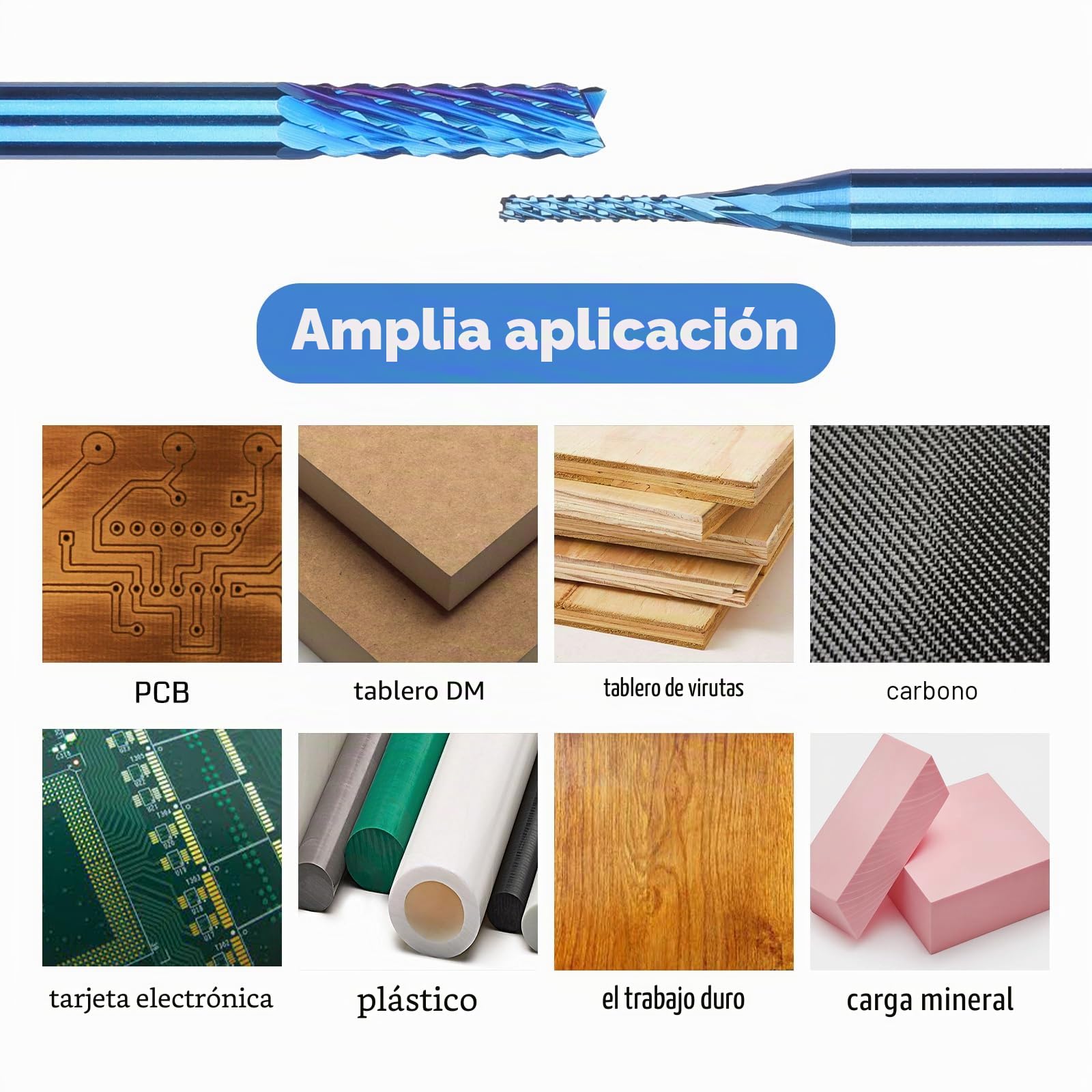 SainSmart Genmitsu Juego fresas fresado CNC madera PVC aluminio 0,8-3 mm vástago 1/8 pulgadas 10 unidades