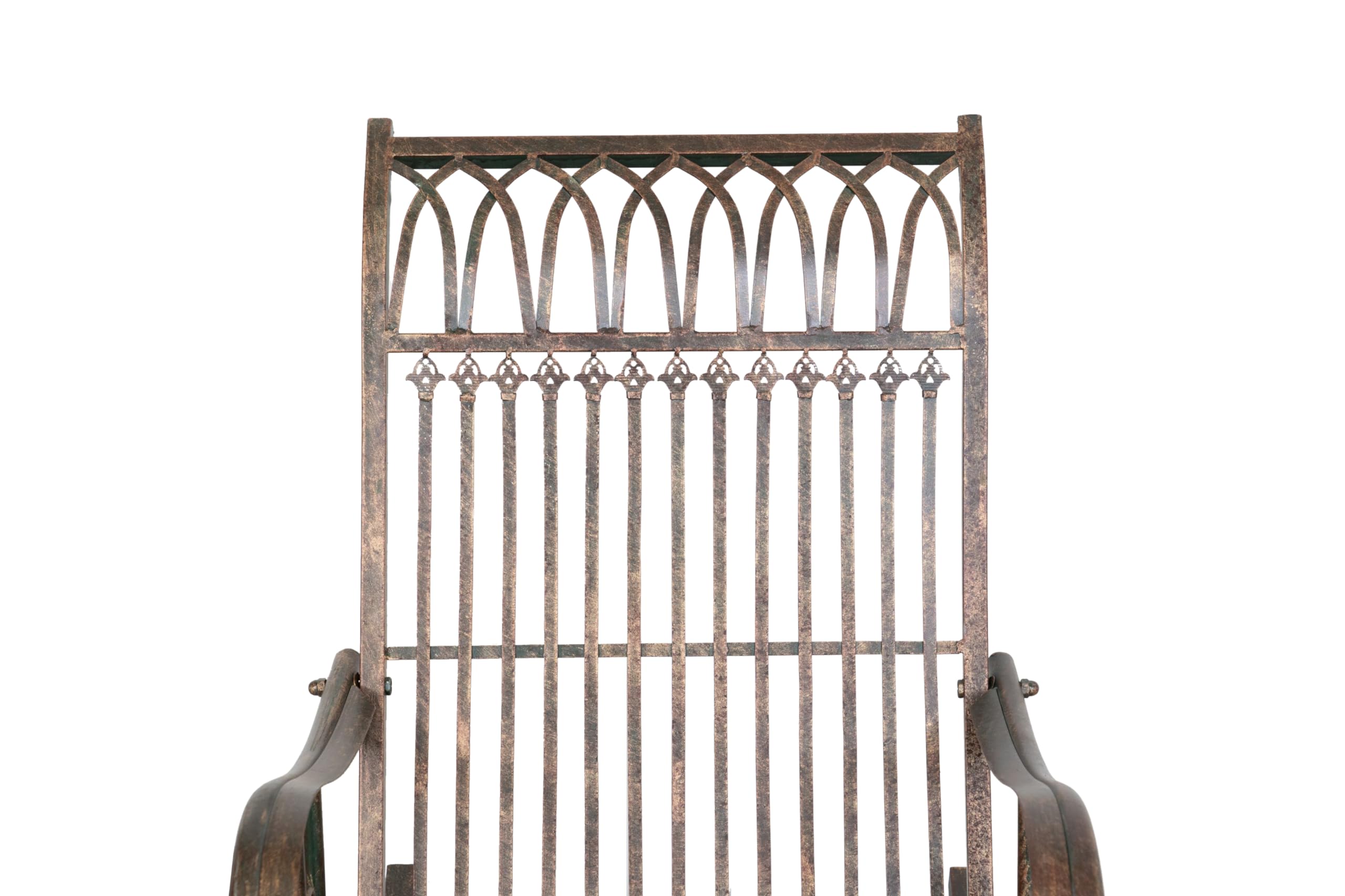 Biscottini Fauteuil à Bascule en Fer forgé Finition Rouille patinée L127XPR64xH90 cm