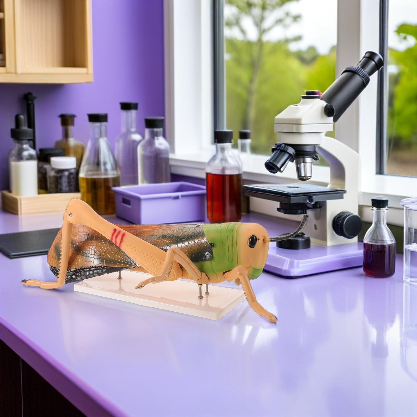 Abaodam Modèle D'anatomie D'insecte Détachable de Sauterelle en Pvc pour Exercices de Laboratoire et Démonstrations Pédagogiques Précises en Biologie