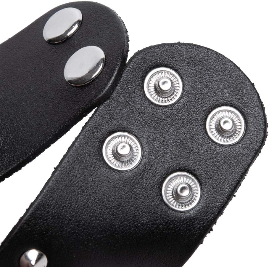 Black metal rivets studs punk rock biker wide belt leather bracelet guard wrist strap skull - Image 7