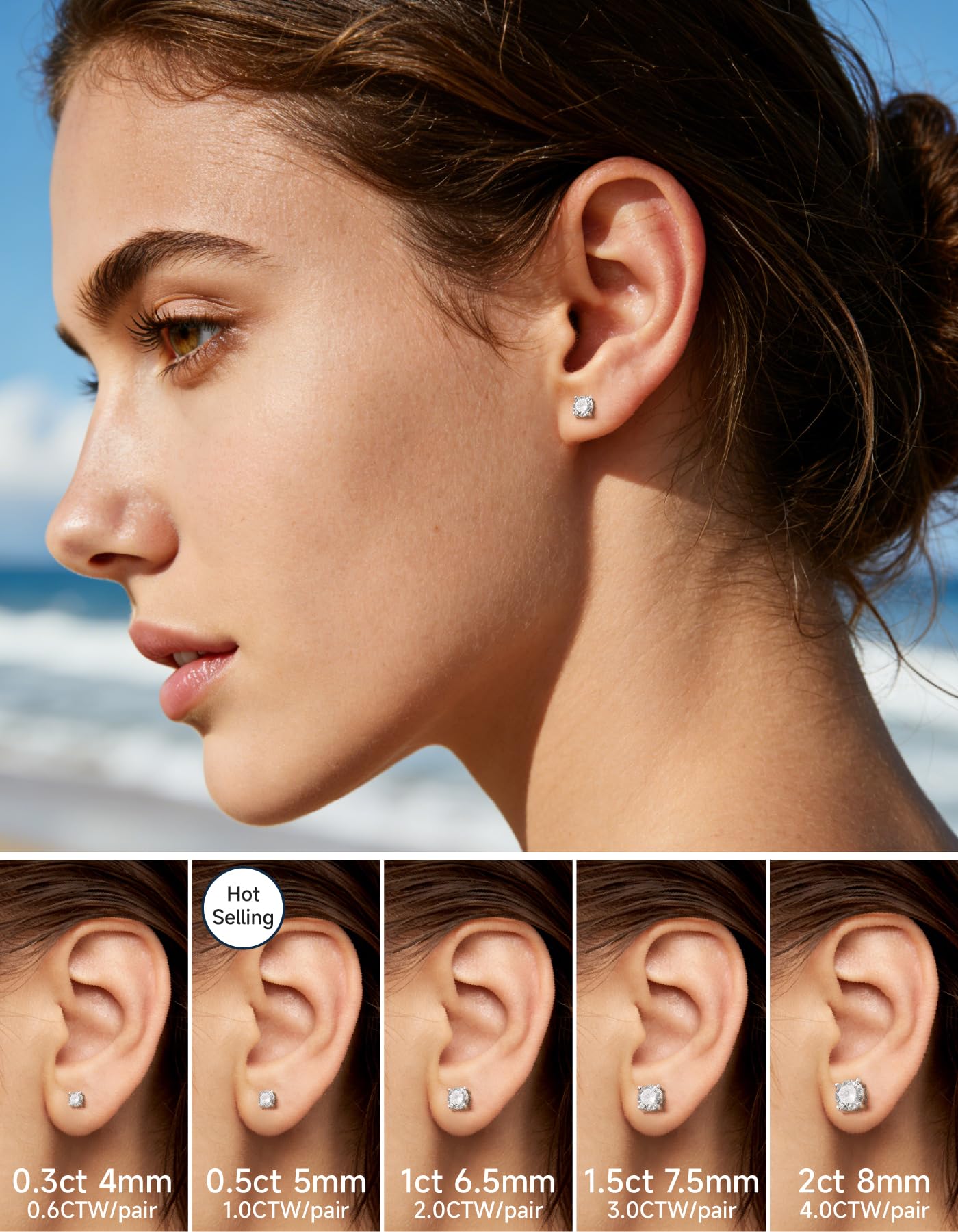 MomentWish Orecchini Moissanite, 1-4 Carati Orecchini Brillante Uomo Argento 925/Oro 18K Simulato Diamante Uomo Donna Orecchini Punto Luce Anallergici Regalo Festa Della Mamma 5/6.5/8mm