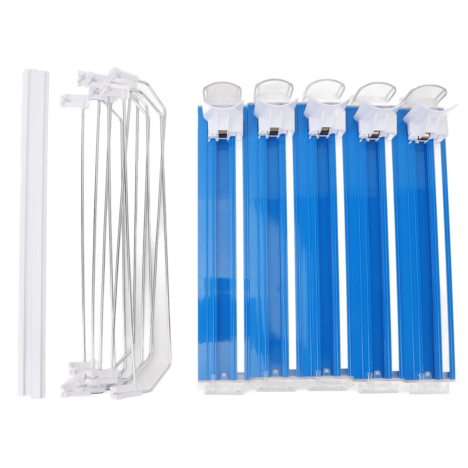 Organizer per bevande da 5 pezzi per frigorifero, dispenser per lattine di soda a spinta automatica, di scorrimento automatico per bottiglie d'acqua in lattine di birra, divisori (Blu)