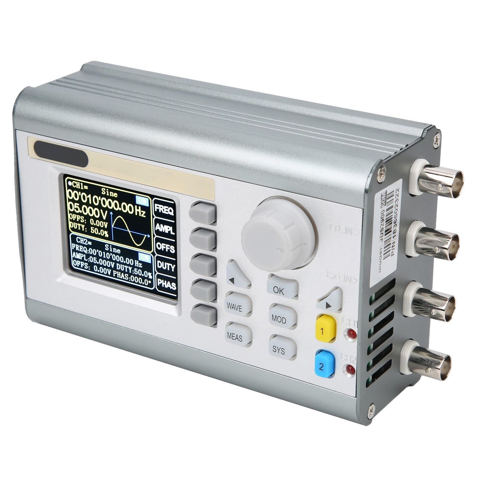 FTVOGUE JDS2900 Generador de Forma de Onda Arbitraria de Doble Canal de 60 MHz Función DDS Fuente de Señal de Pulso con LCD TFT de 2,4 Pulgadas para Investigación de Laboratorio E (Enchufe de la UE)