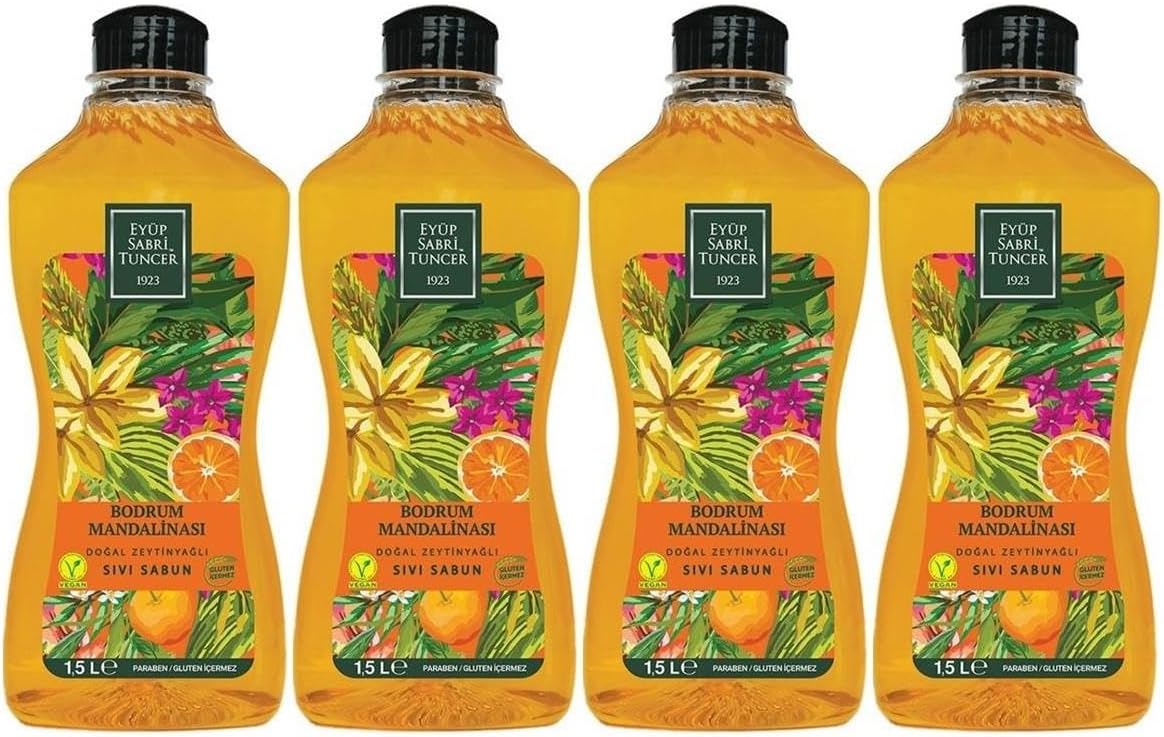 Eyüp Sabri Tuncer Bodrum Mandalinası Doğal Zeytinyağlı Sıvı Sabun 1500 ML x 4