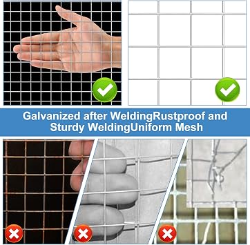 Land Guard 19 Gauge Hardware Cloth, 1/2 inch Chicken Wire Fence, Galvanized Welded Cage Wire Mesh Roll Supports Poultry Netting Cage Fence.........