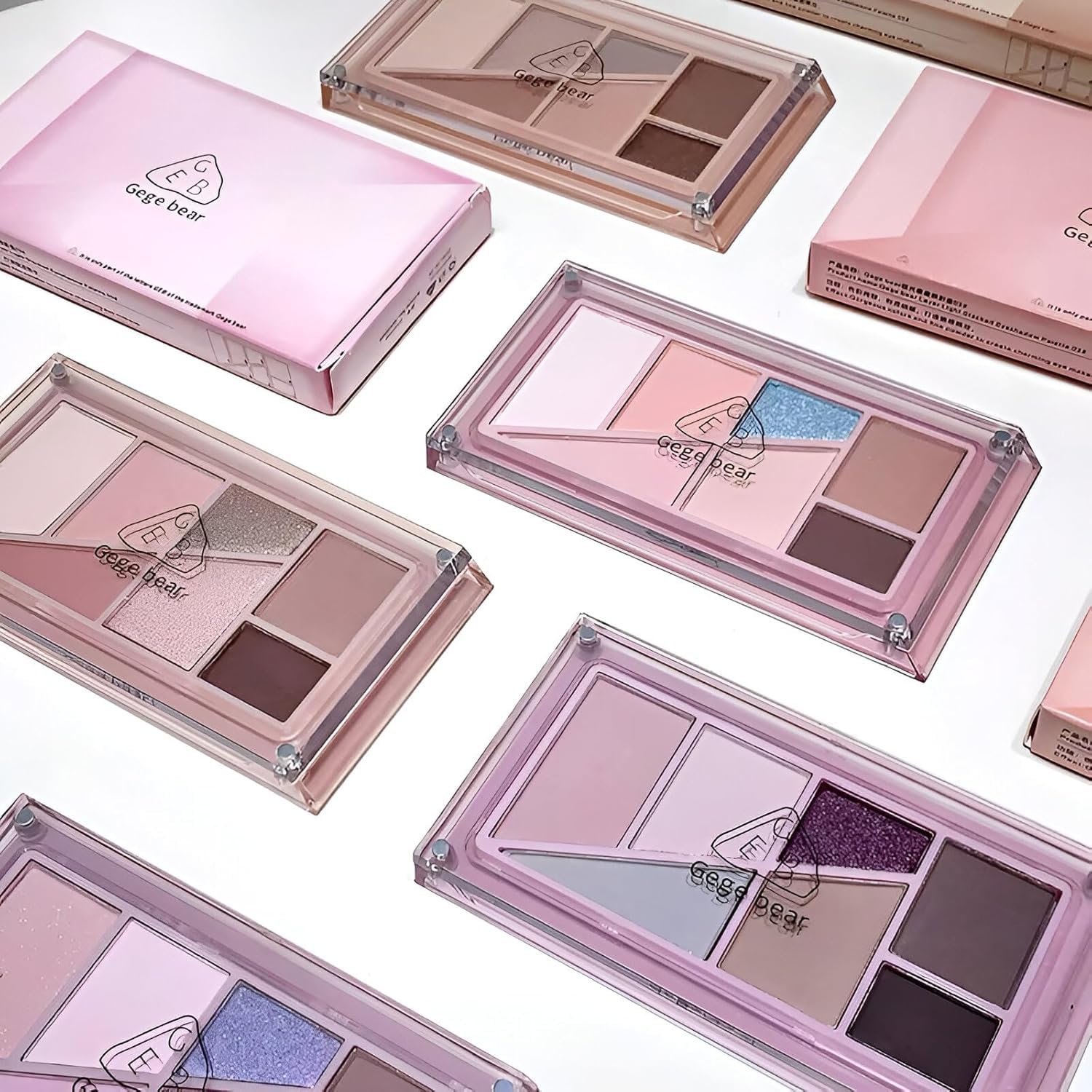 Gege Bear Stacked Eyeshadow Palette | Multicolor-Palette Eye Makeup Kit | Silky Smooth Texture | Matte and Shimmer Finish | Soft Pastel to Deep Brown Shades | Clean Girl Aesthetic | 7 Colors Per Palette | Highly Pigmented and Blendable Eyeshadow For Beautiful Eyes (01#Pallete, 10.6g)-image-27