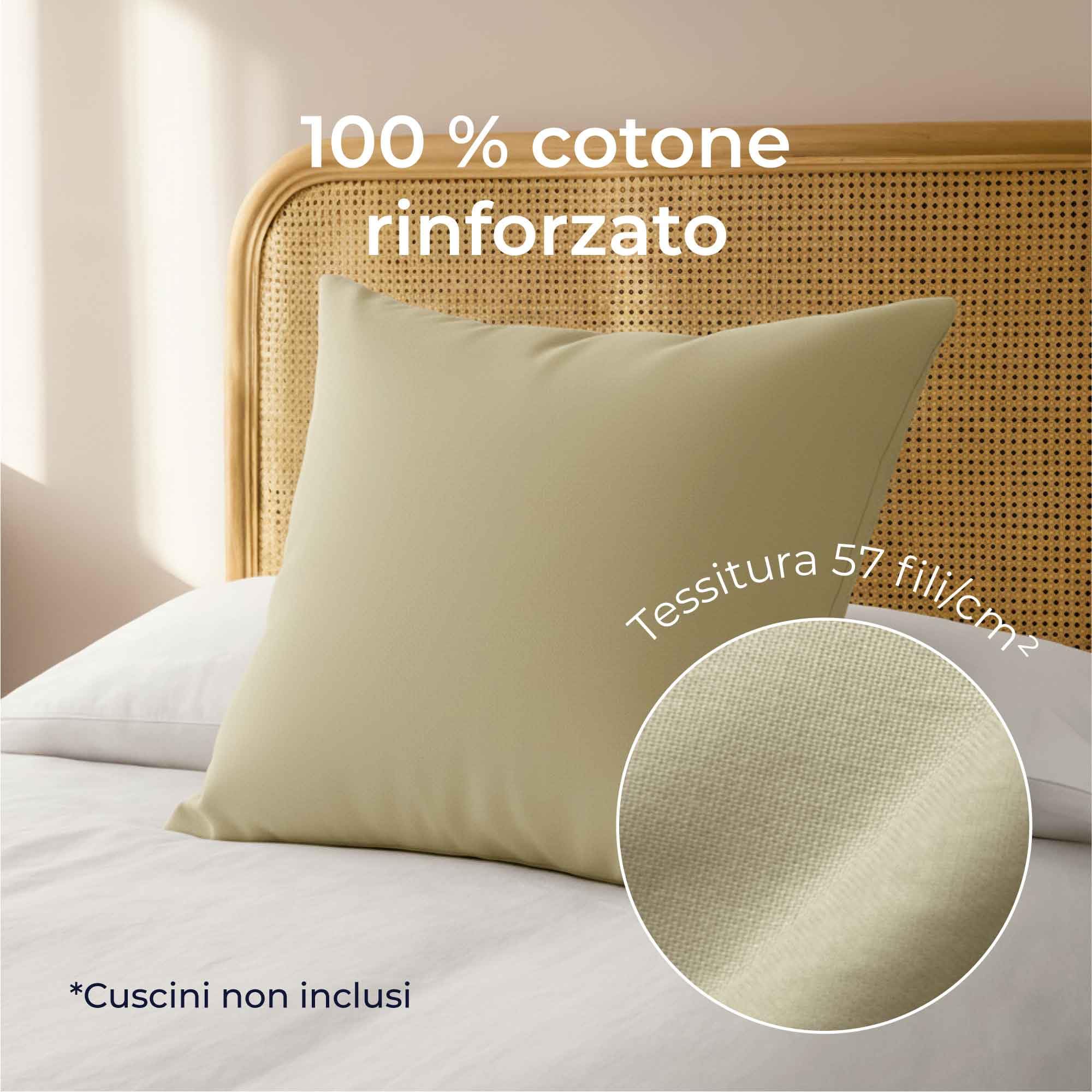 Federe 80x80 Cotone Rinforzato (Set da 2) - Beige - Trama Fitta a 57 Fili/cm² - Federe Cuscini 80x80 cm - Federe Cuscino 80x80 Certificate Oeko Tex - Dreamzie