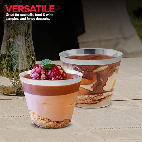 Miniatura 6 de Stock Your Home Vasos de plástico desechables con borde plateado de 9 onzas (paquete de 100) elegantes vasos para fiestas, bodas, vacaciones, vasos