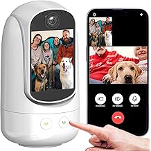 NBKsmart 2-Way Video/Audio Security Camera Screen WiFi AI Detection Puppy/Pet/Cat/Elderly/Dog Monitor Wireless Facetime Cam Voice Phone APP Controlled Sound Video Calling Devices for Grandpa, White