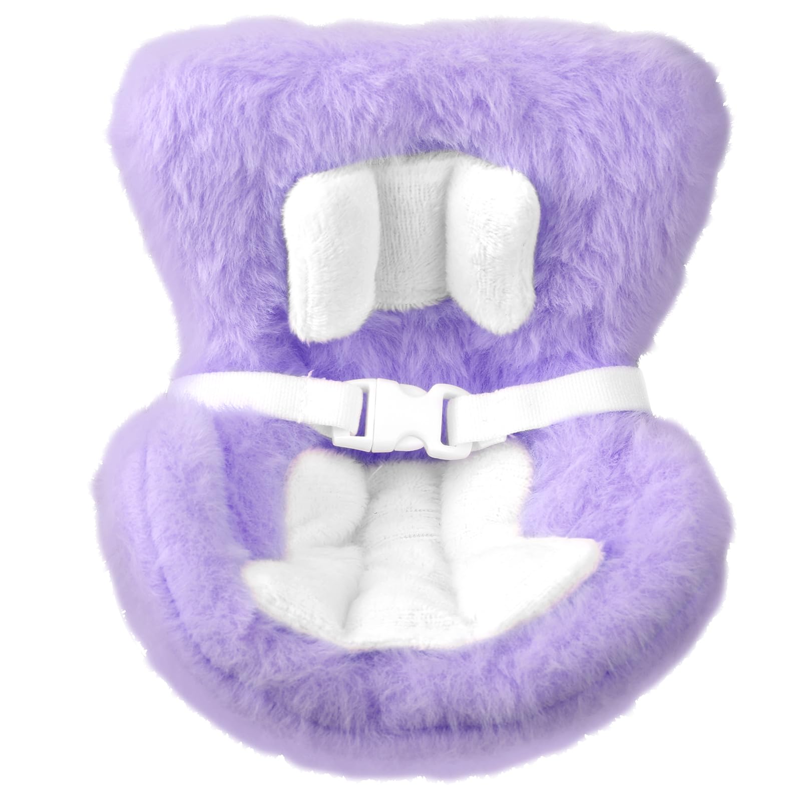 lasuroa Asiento Coche para Muñecas, Cojines Suaves y Peludos Asiento Decorativo con Caja Clip Cinturón Seguridad Ventilación Adorno Escritorio para Exhibir(Morado)