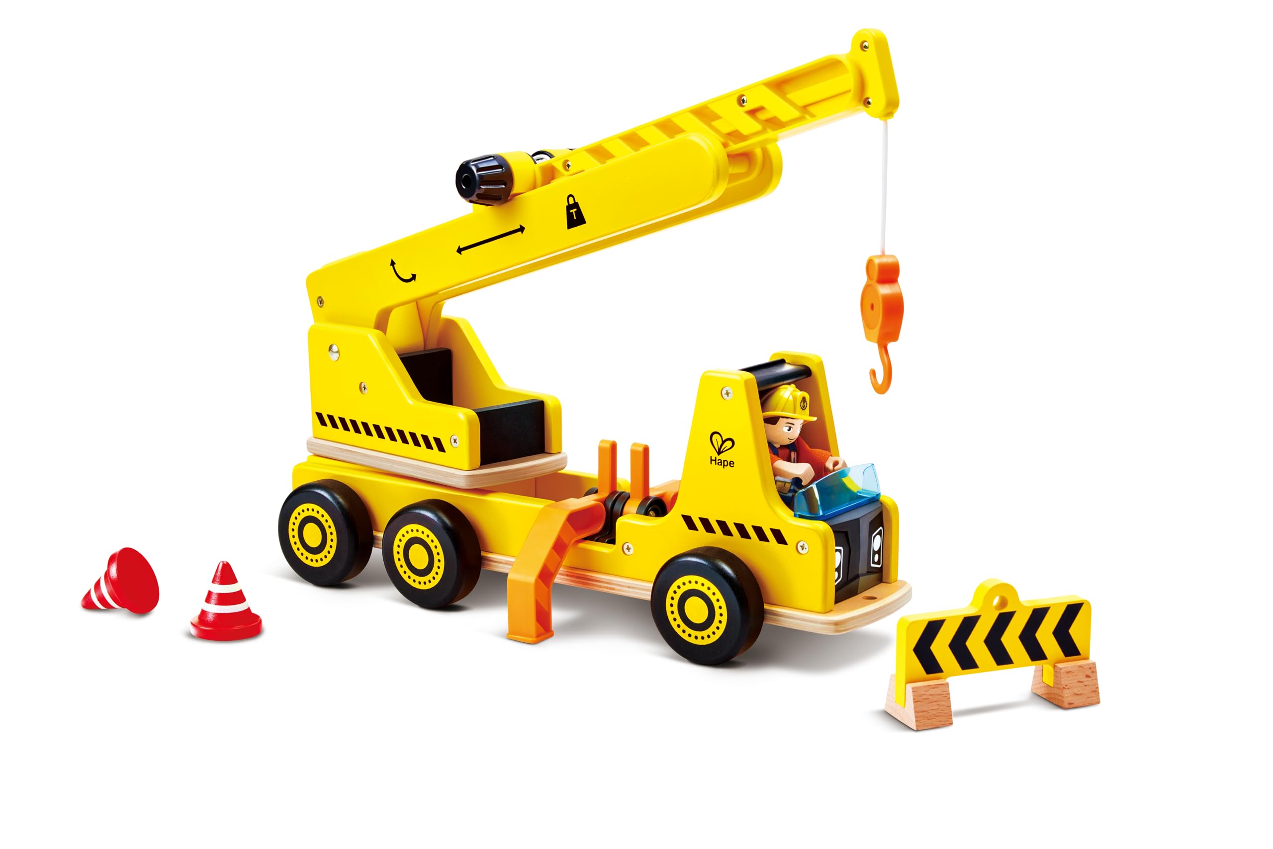 Hape Kit de Grue Mobile et de Chantier - Bras de Grue Extensible - Jeu de rôle pour Enfants à partir de 2 Ans