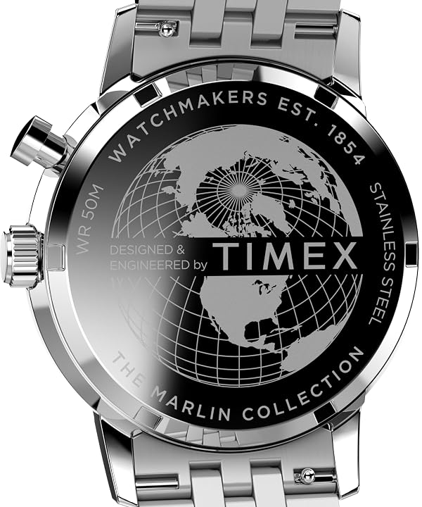 Timex Men's Marlin Moon Phase 40mm Watch - Stainless Steel Bracelet Blue Dial Stainless Steel Case by Timex - Image 4