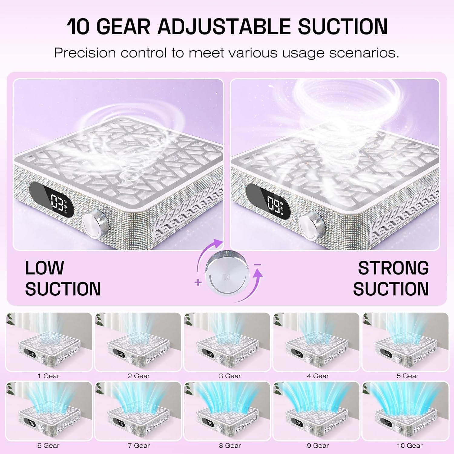 Aspiradora Silenciosa De 4500 RPM para Polvo De Uñas: Extractor Profesional con Filtro Reutilizable para Acrílico, Gel Y Polvo De Inmersión. Herramienta Esencial para Principiantes Y Artistas De