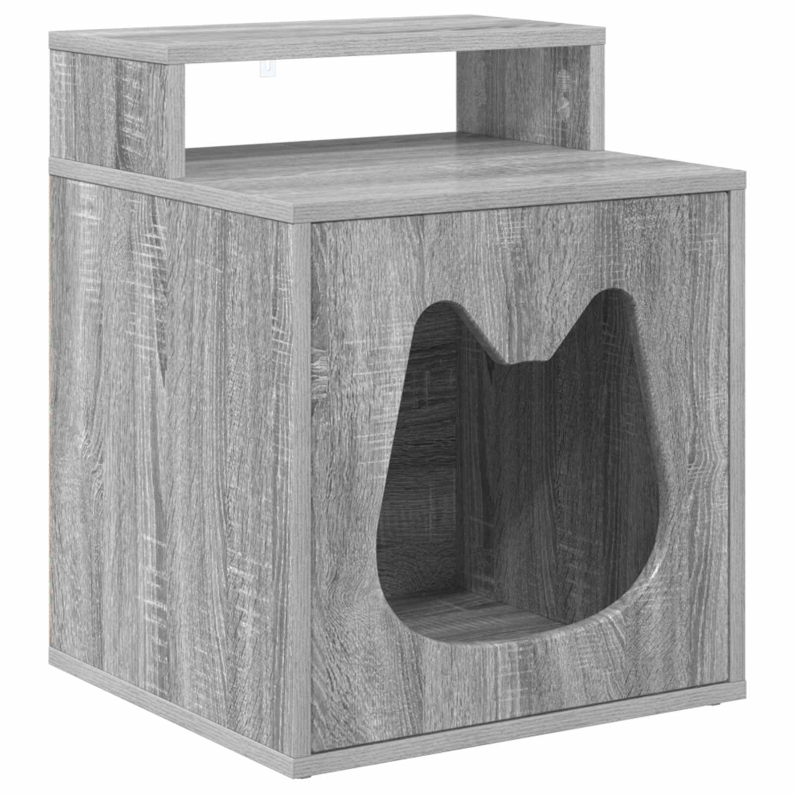 Katzenhaus Holzwerkstoff GrauesSonoma 42,5x40x53,5 cm | Stilvolle Katzenhöhle aus Holzwerkstoff fürs Wohnzimmer. Stabiler Rückzugsort und Schlafplatz für Hauskatzen.