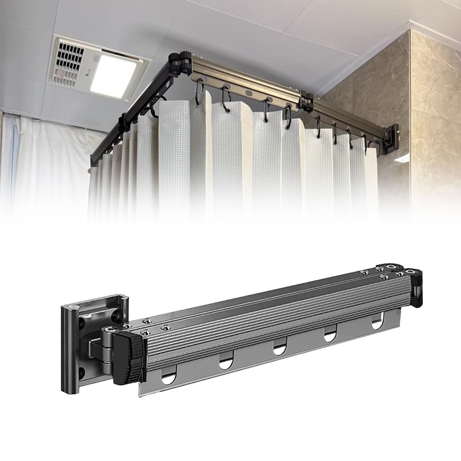Barre de douche pliable et compacte installation facile au mur