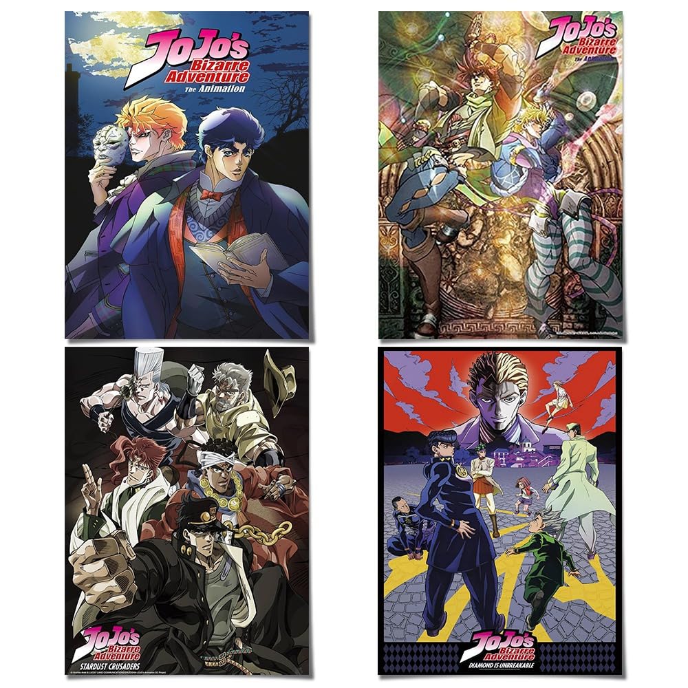 Comor Boys 4Pc-Jo1 4Pc Jojo's Bizarre Adventure Poster For Fans Kids Room Bedroom Wall Decor-Jojo's Bizarre Adventure Anime Posters Canvas Prints Picture For Teen Girls Gifts