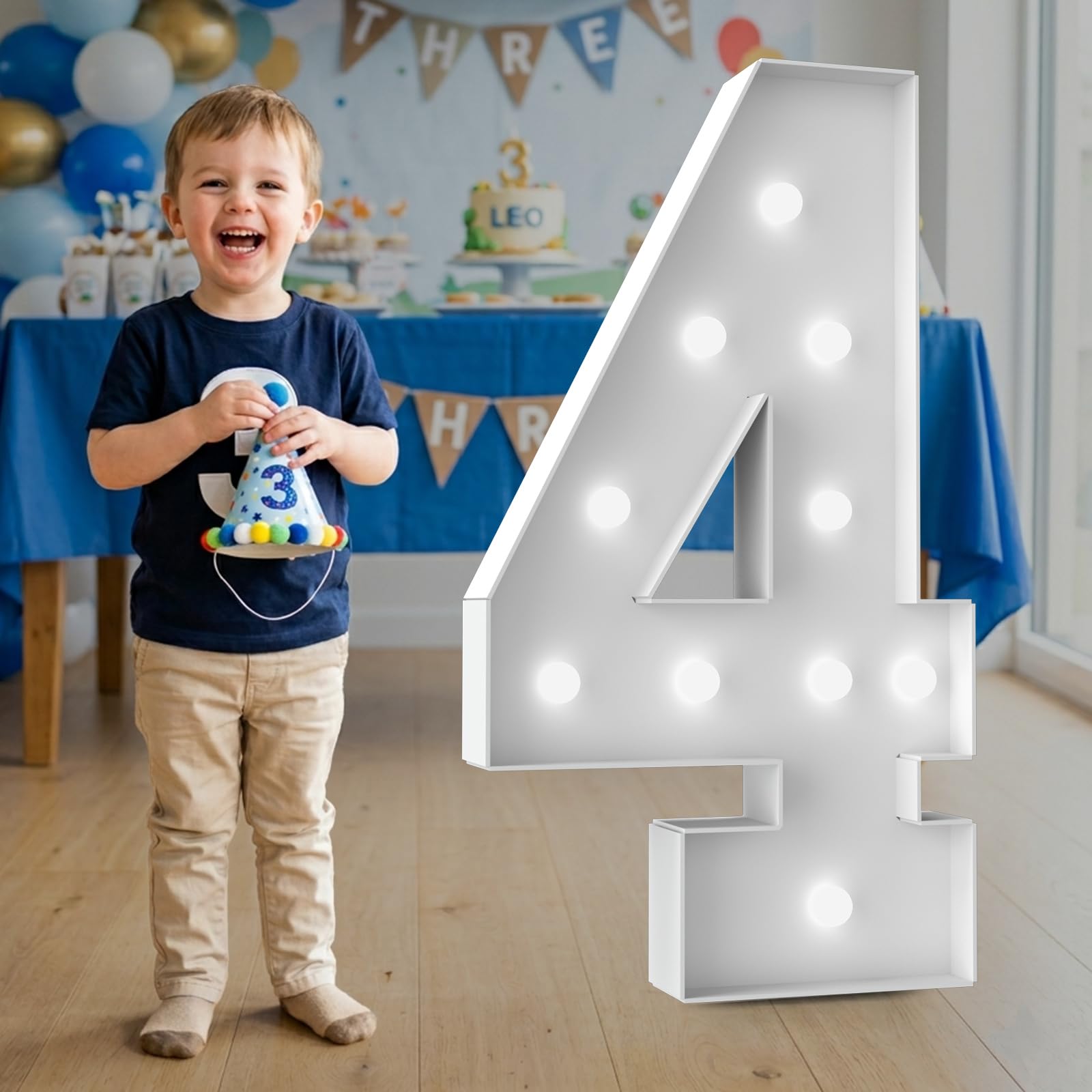 3FT Marquee Light Up Number - Marquee Numbers 3 Feet Tall, Large Led Sign For Baby Shower,Party,Birthday Decorations,Graduation,Prom(Number 4)