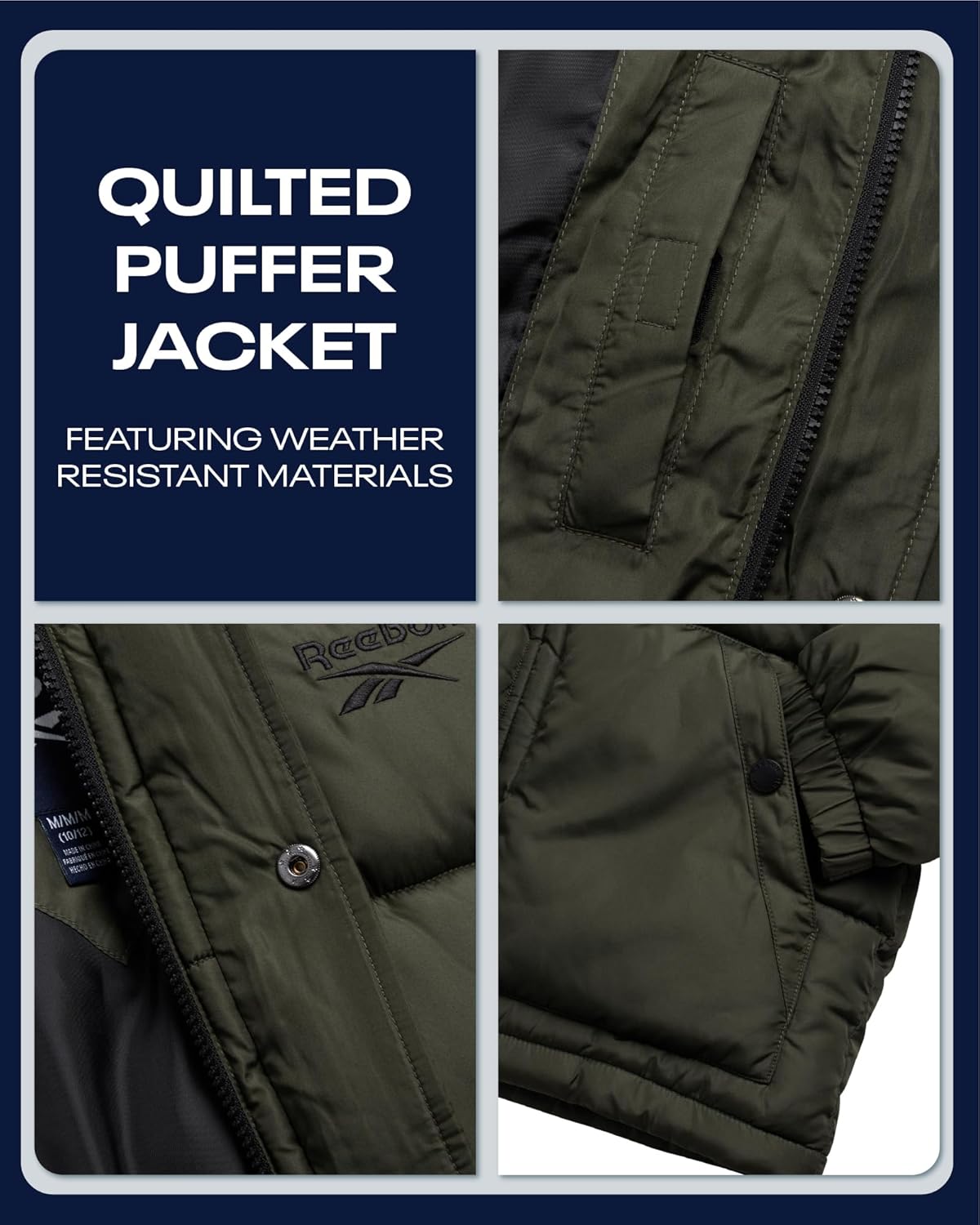 Reebok Boys Puffer Jacket - Heavyweight Wind & Water Resistant Hooded Boys Winter Jacket - Cozy Insulated Puffer Winter Coat - Image 4