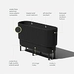 Bac Long Élevé Veradek Demi Series pour Usage Intérieur/Extérieur | Fabriqué en Plastique et Pierre avec Support en Bois | Décor Moderne de Patio pour Fleurs/Arbustes