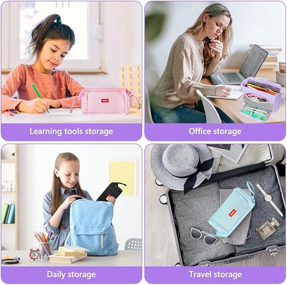 Large Pencil Cases for Girls Boys, Big Capacity Pencil Pouch, Purple