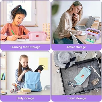 Large Pencil Cases for Girls Boys, Big Capacity Pencil Pouch, Purple