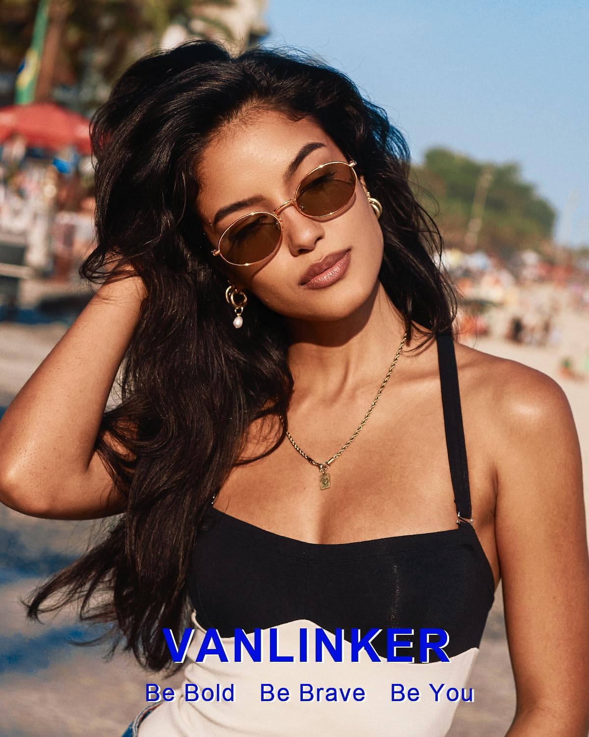 VANLINKER Retro Oval Polarized Sunglasses for Women Men Vintage 90s Metal Gold Frame Shades VL9872 - Image 3