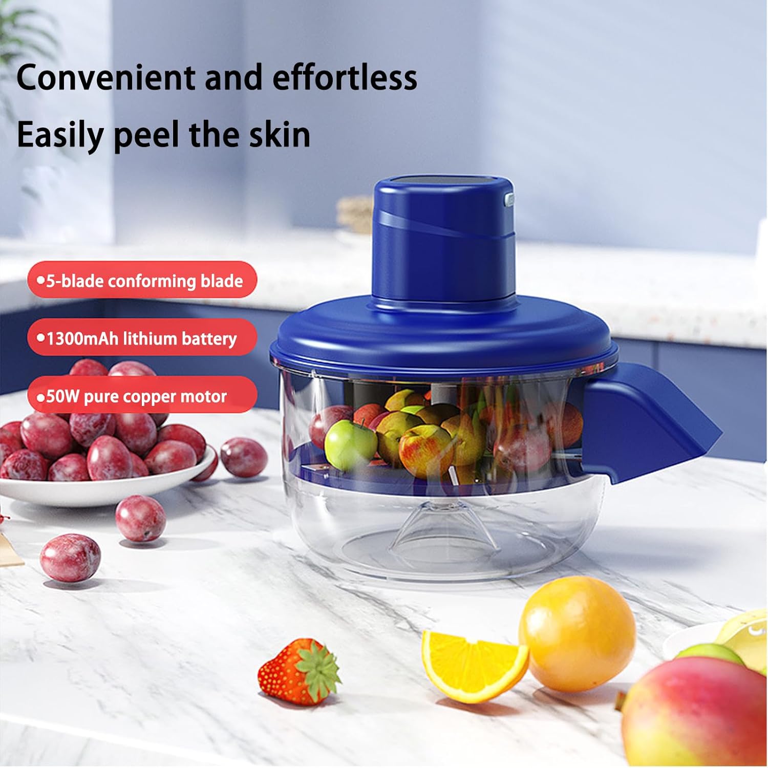 Automatic Electric Fruit Peeler With Detachable Part Quick 5 Grape Peeling Machine For Camping Parties Grape Peeler Device