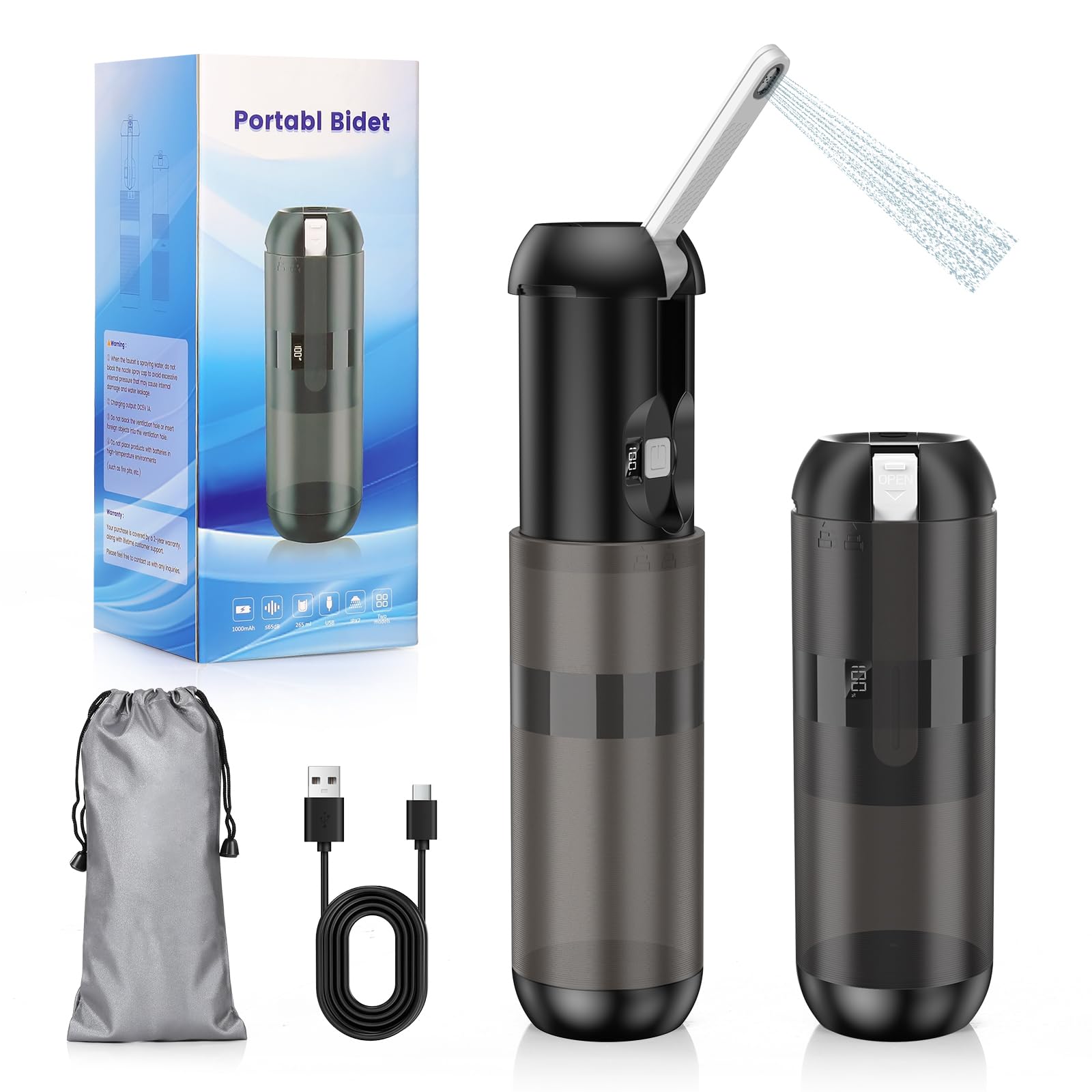 Portable Bidet Travel Size - Electric Handheld Travel Bidet Washer for Freshness on The Go IPX7 Waterproof Toilet