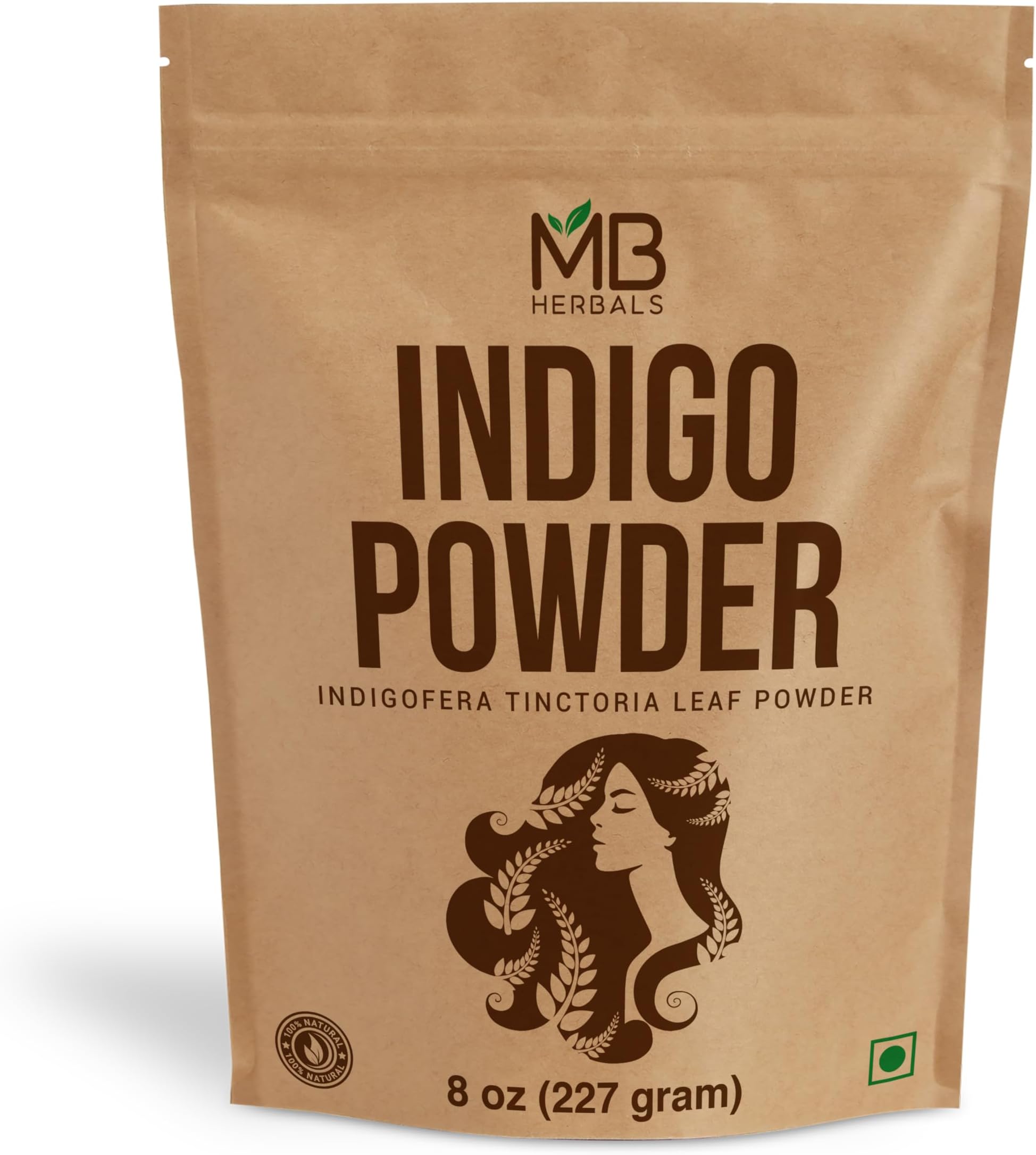 MB Herbals Pure Indigo Powder 227g | Half Pound | 8 oz | 0.5 LB | 100% Pure Indigofera tinctoria Leaf Powder | Natural Hair Conditioner