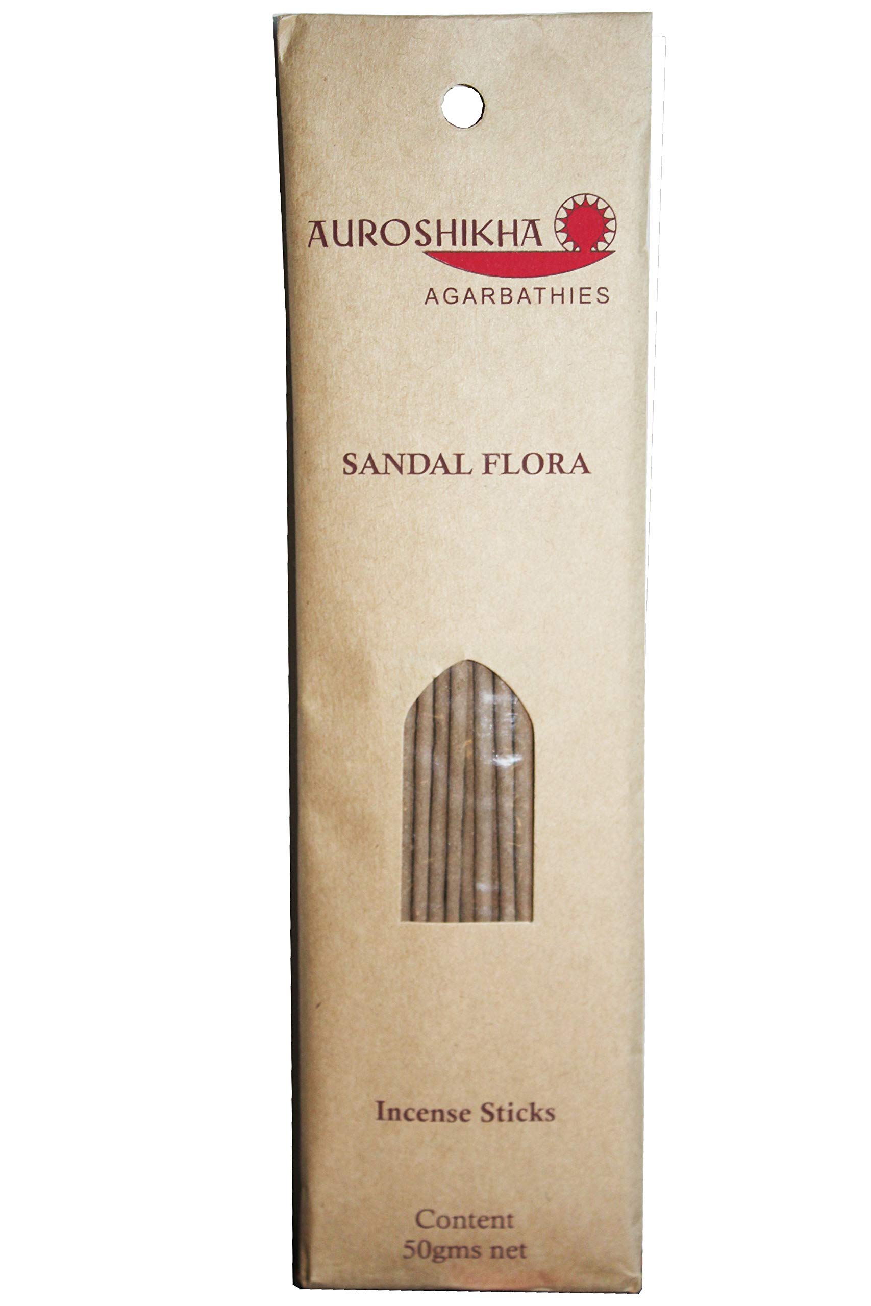 Auroshikha Agarbathies Natural Organic Joss Sticks Home Fragrance Incense Sticks, 50 Grams Each (SANDAL FLORA)