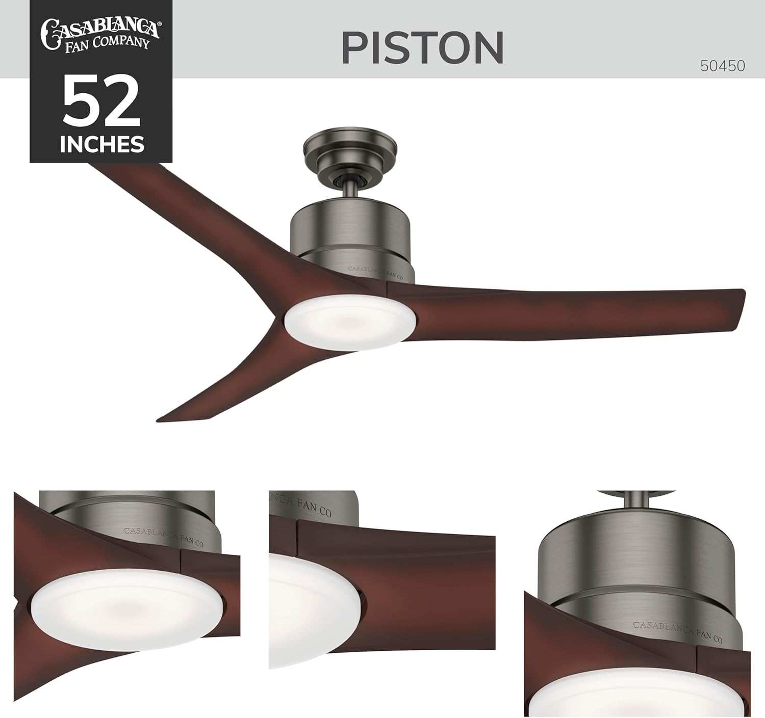 Casablanca Piston Indoor / Outdoor Ceiling Fan with LED Light and Remote Control