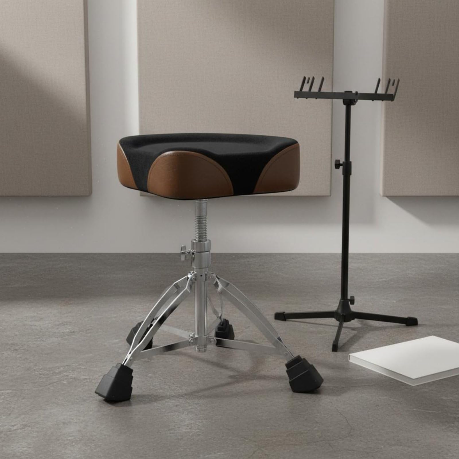Sgabello da Batterista Rinforzato Trono Batteria Imbottitura Spessa Sgabello Regolabile per Sala Prove, Nero