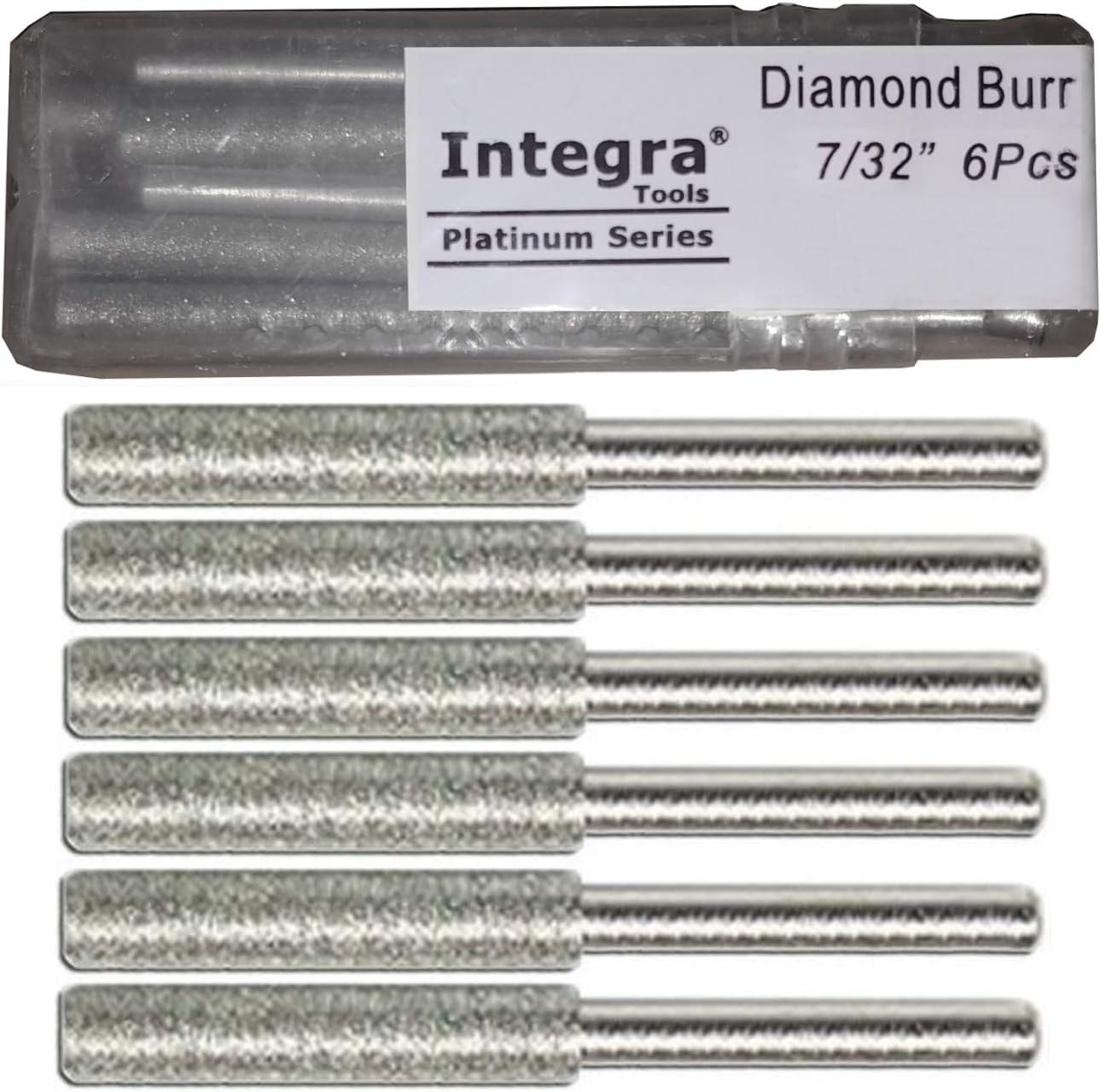 Integra Tools 7/32" Diamond Chainsaw Sharpener Burr 1/8" Shank, 6 Pack