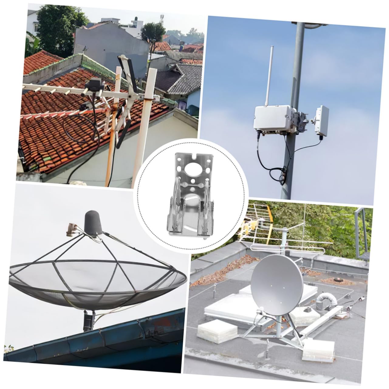 SEWACC Soporte de Montaje en Barra para Antena Exterior de Aleación de Aluminio Diseño en L y Fijación Estable para Instalación en Exteriores 2 Piezas