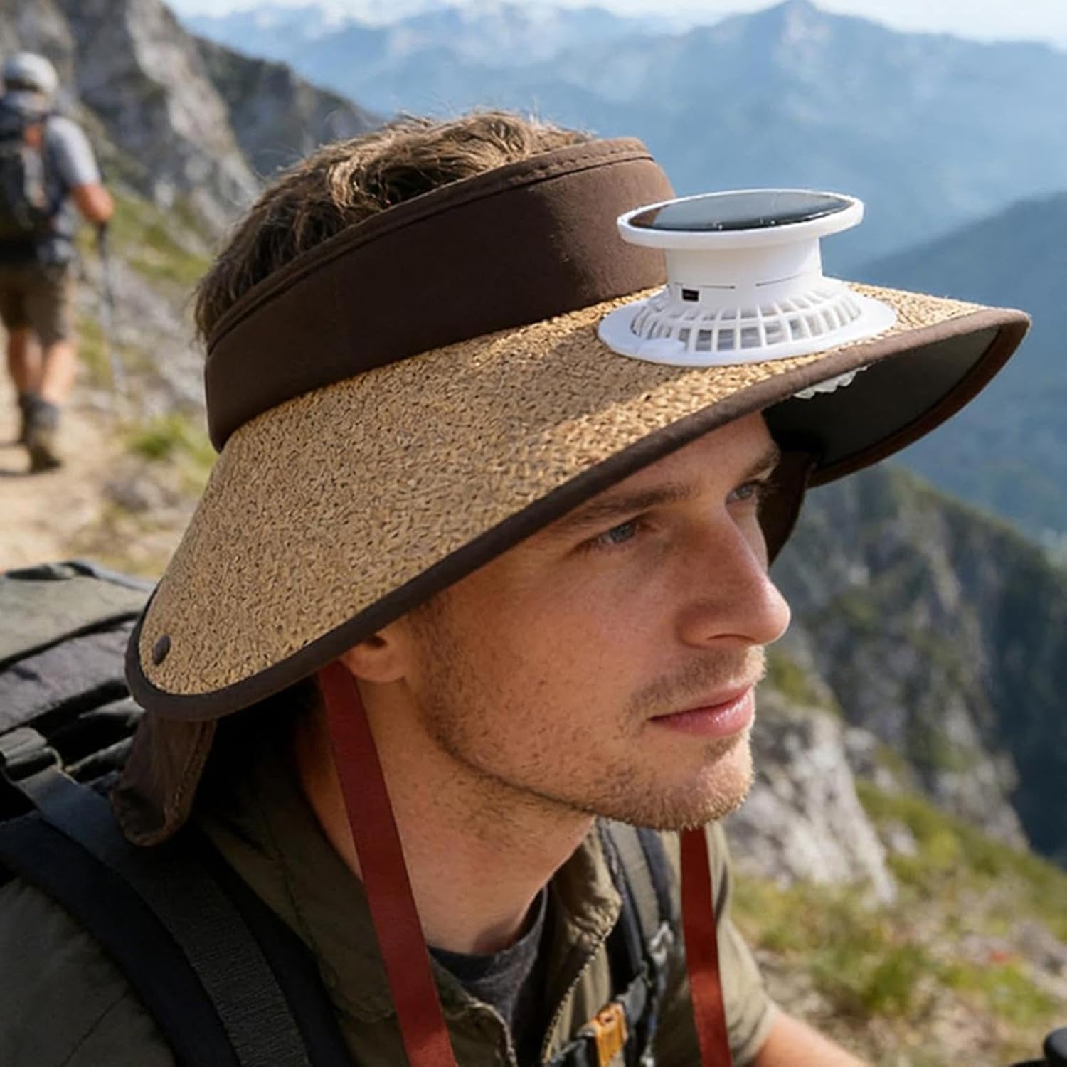 Hat with Fans Solar Power, UPF 50+ Wide Brim Cooling Headwear, Solar Powered Outdoor Fishing Hat, for Beach Camping Outdoor