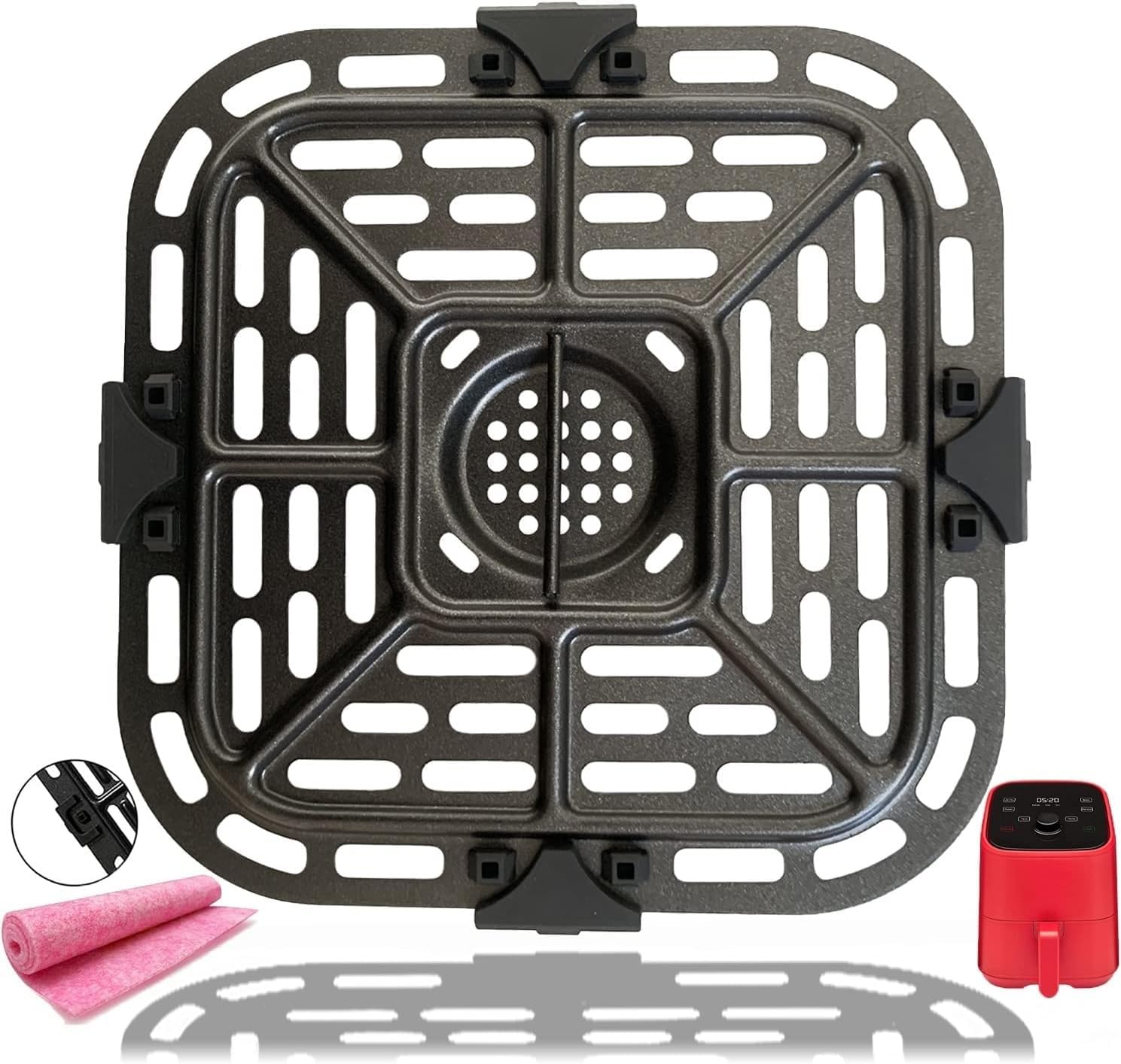 2QT Air Fryer Tray for Instants Vortex Mini Air Fryers, Upgraded Double Layer Nonstick Coating Air Fryer Grill Pan Crisper Plate Rack Grate Shelf for Instant 2QT Air Fryer, Dishwasher Safe