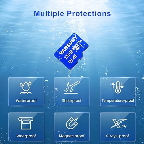 Miniatura 8 de Vansuny Tarjeta Micro SD 128GB Tarjeta de memoria microSDXC con adaptador SD A1 App Performance V30 4K Grabación de video C10 U3 Micro SD para