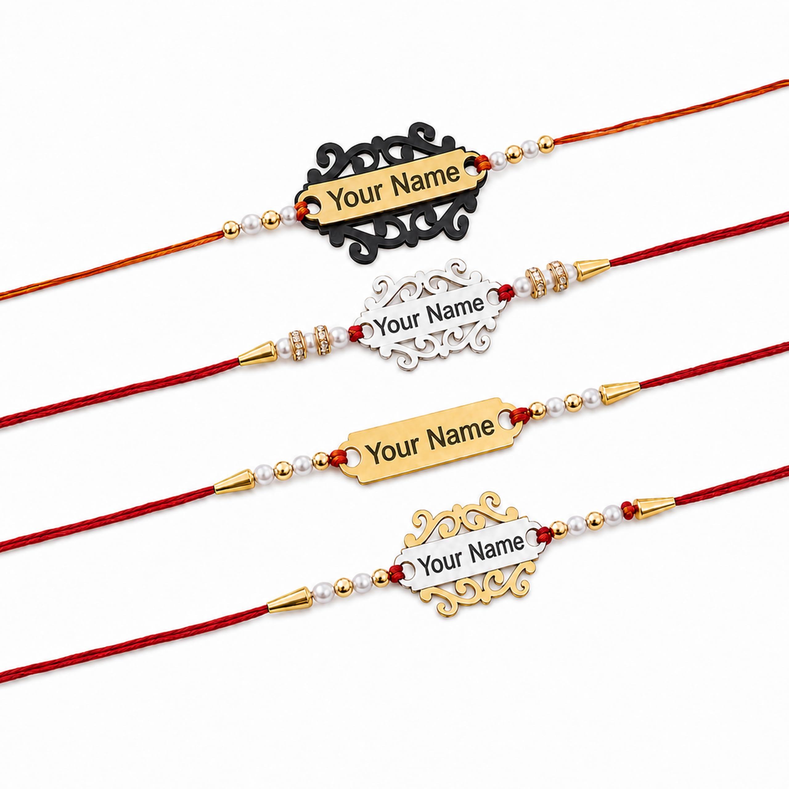 Personalized Laser Foil Rakhi With Name engraved on it. Best gift for Brother on Rakshabandhan, latest and trendy Rakhi for Bhai on Bhai dooj | Name waali Rakhi. Selet any one design only.-image-6