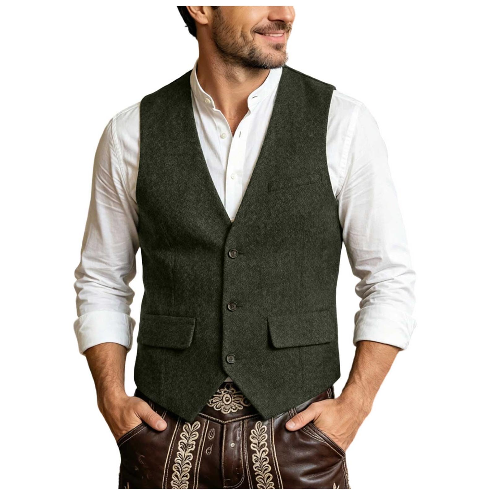 Plus Size Waistcoat Mens Single Breasted Casual Big Tall Beer Festival