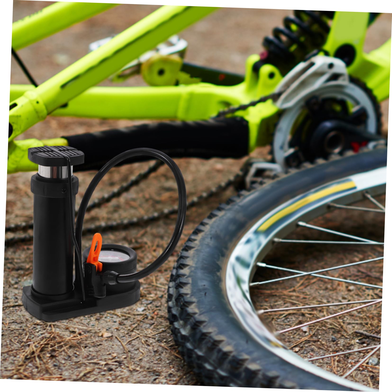 Gogogmee Mini Portable Tire Floor Pump with Barometer High-Pressure Foot Pump for Bicycles Universal Floor Pump Easy to Carry