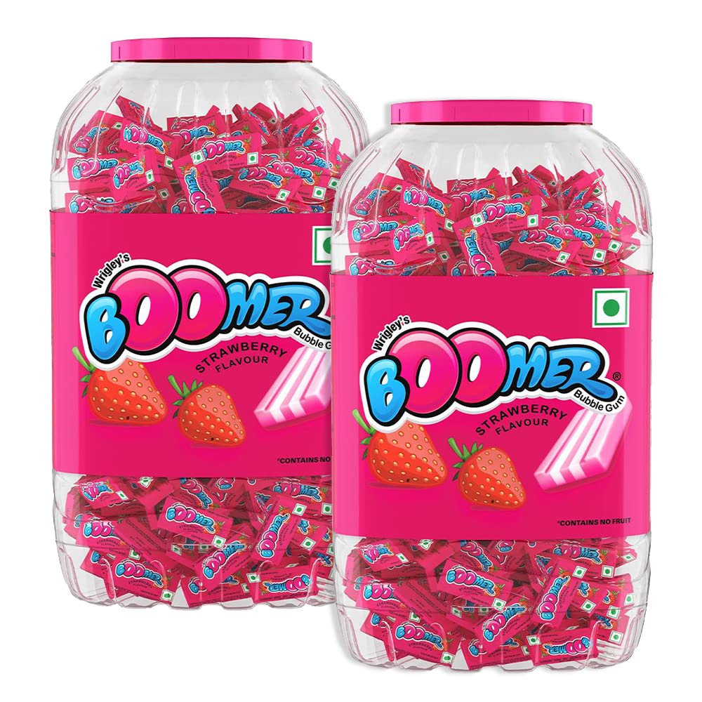 Boomer Wrigley Super Bubble Gum, Strawberry Flavoured (460 Pcs) (Pink)
