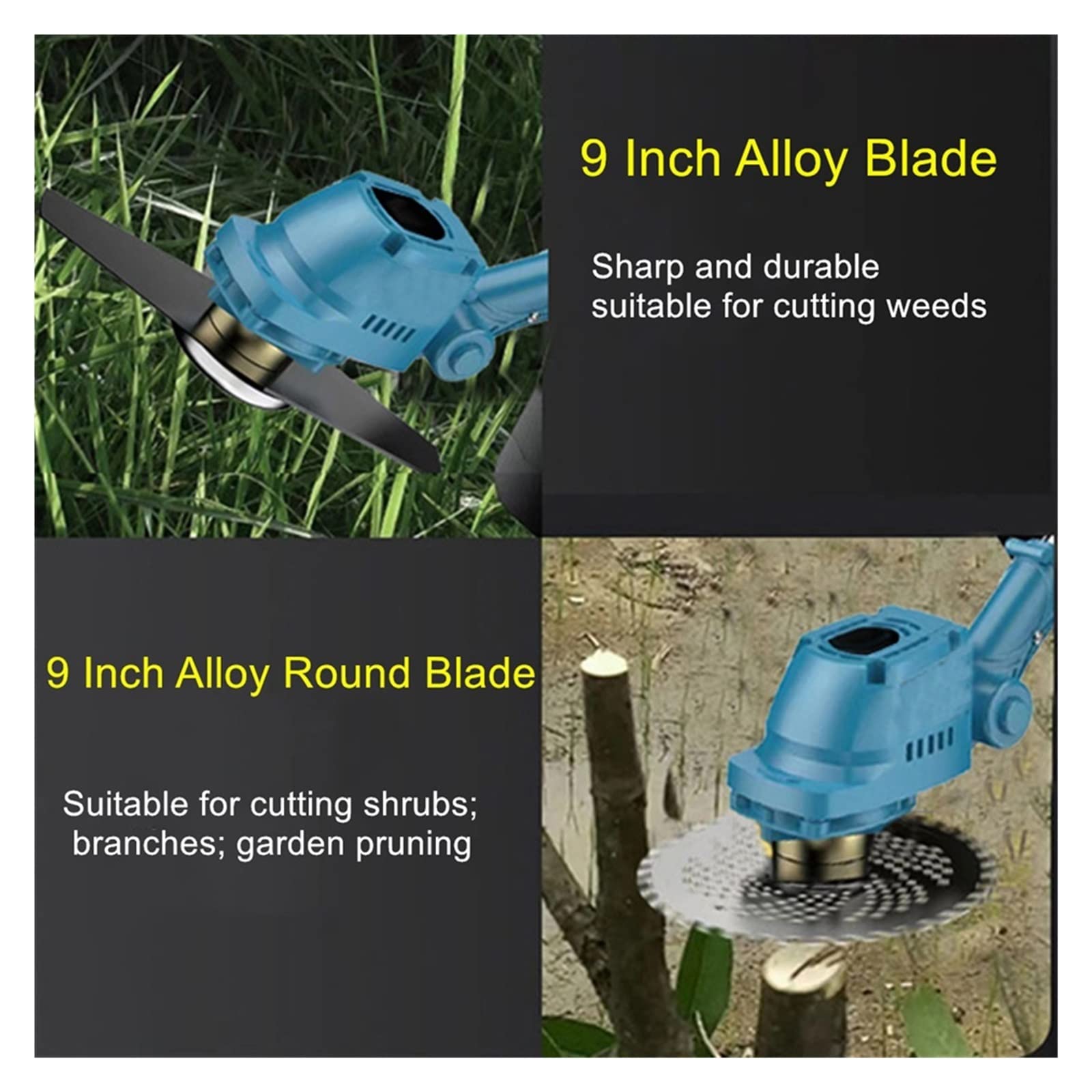 Tondeuse à gazon, Tondeuse à gazon électrique sans fil de 9 pouces moteur brosse coupe-herbe longueur réglable Angle télescopique élagage outil jardin(Without battery set)