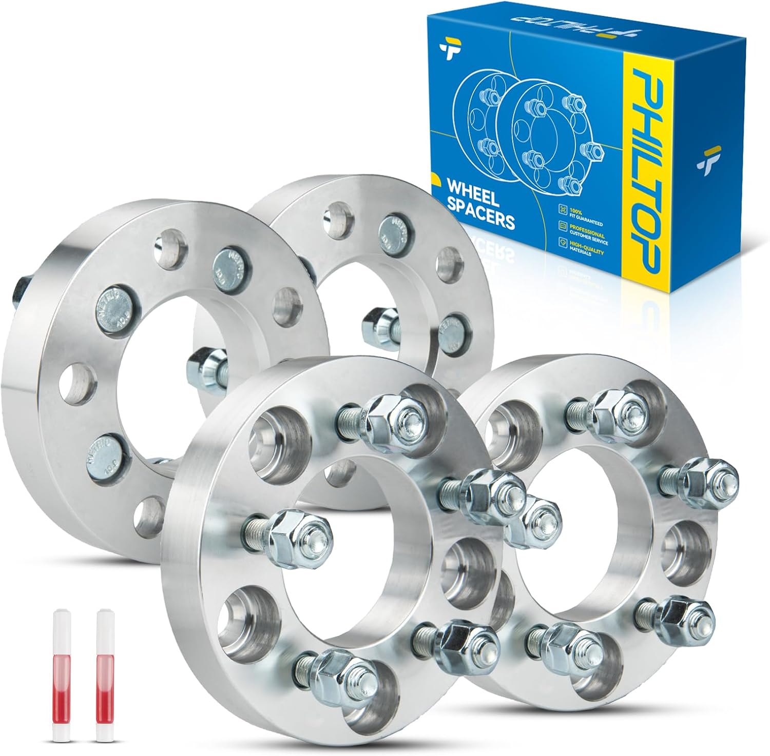 PHILTOP 1 inch 5x114.3mm to 5x100mm Wheel Adapters with M12x1.5 Studs & 73.1mm Center Bore,4pcs Forged 5x4.5 to 5x100 Lug Wheel Adapter for CR-V, Camry, Civic, Accord, RAV4, Santa Fe