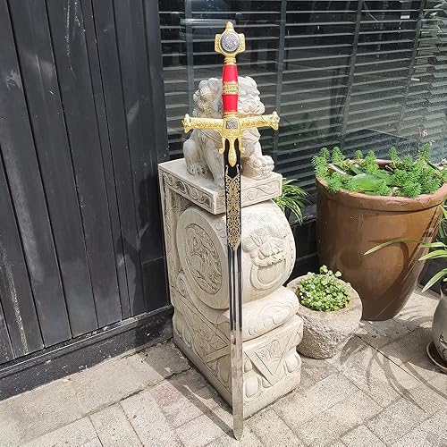 Miniatura 3 de Espada ceremonial de acero inoxidable Salomon King David Star de 46 pulgadas con mango negrorojo para colección, regalo