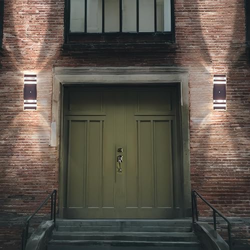 Miniatura 5 de Paquete de 6 lámparas de pared exterior del anochecer al amanecer, 2 capas, 14 W, 1200 lúmenes, blanco cálido 3000 K, luces modernas de aluminio