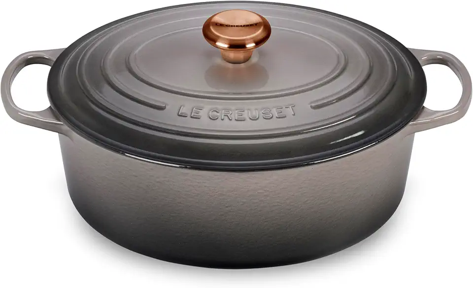 Le Creuset Signature Cast Iron 8-quart Oval Dutch Oven with Copper Knob (Oyster)