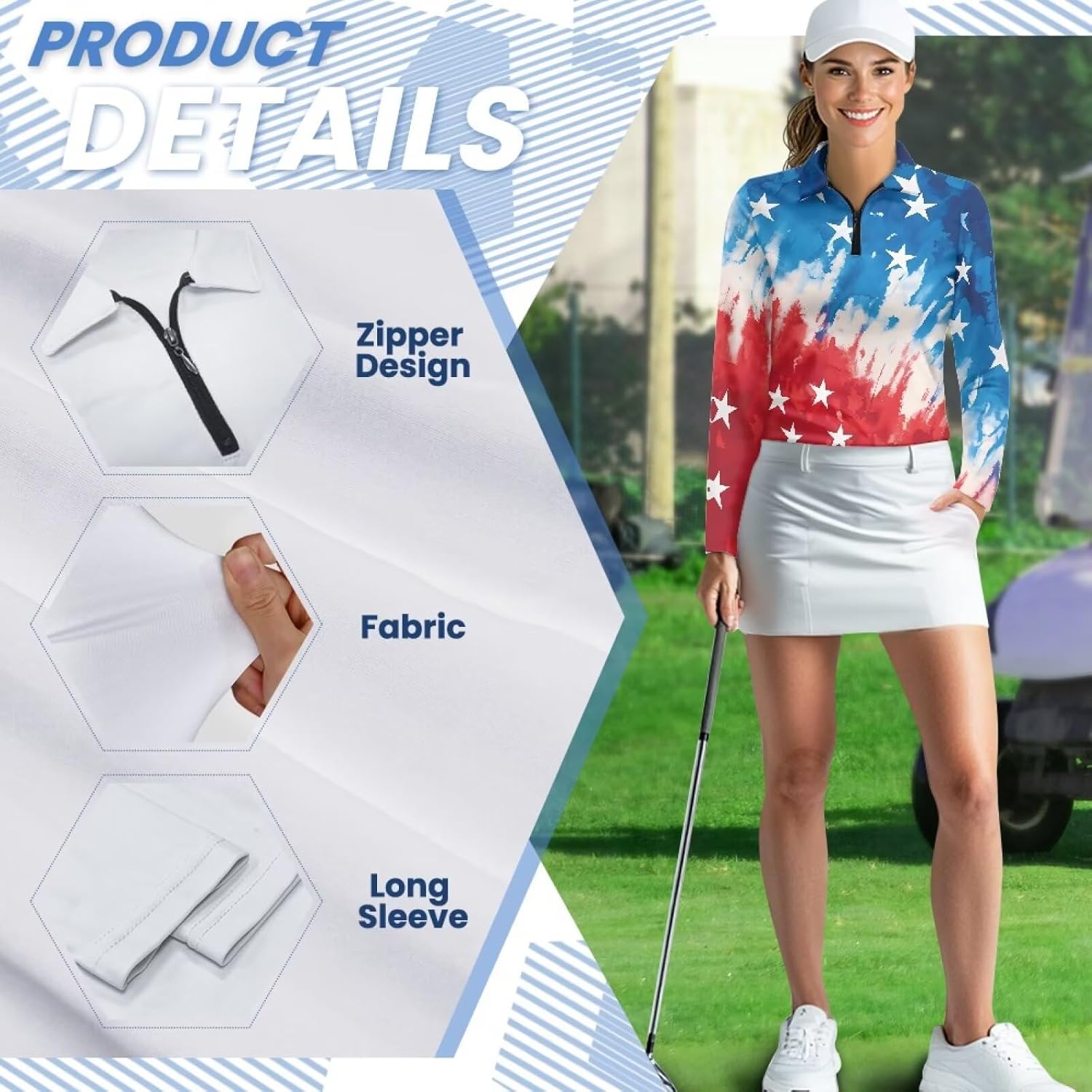 Women's Tennis Golf Shirt Long Sleeved Top Sun Protection Sport Activewear V-Neck Quick Dry Workout Athletic Shirts
