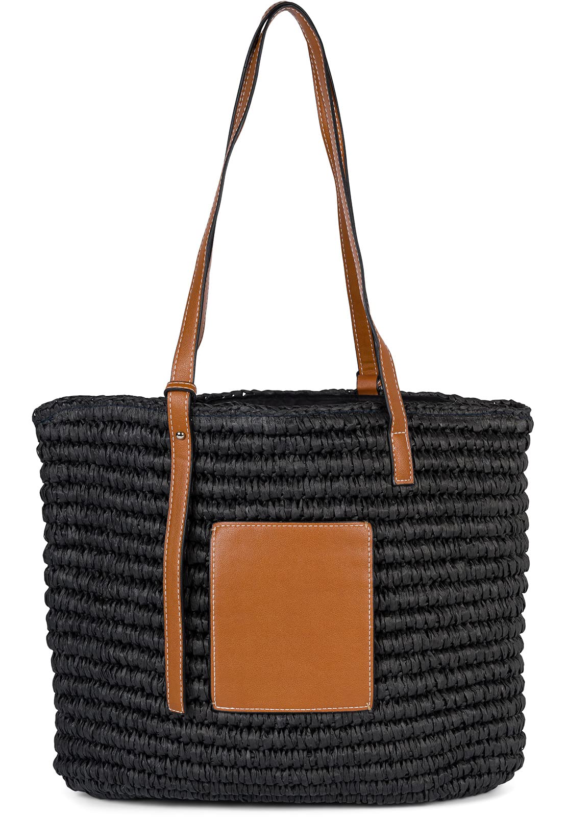 styleBREAKER Damen Schultertasche Bast Geflochten