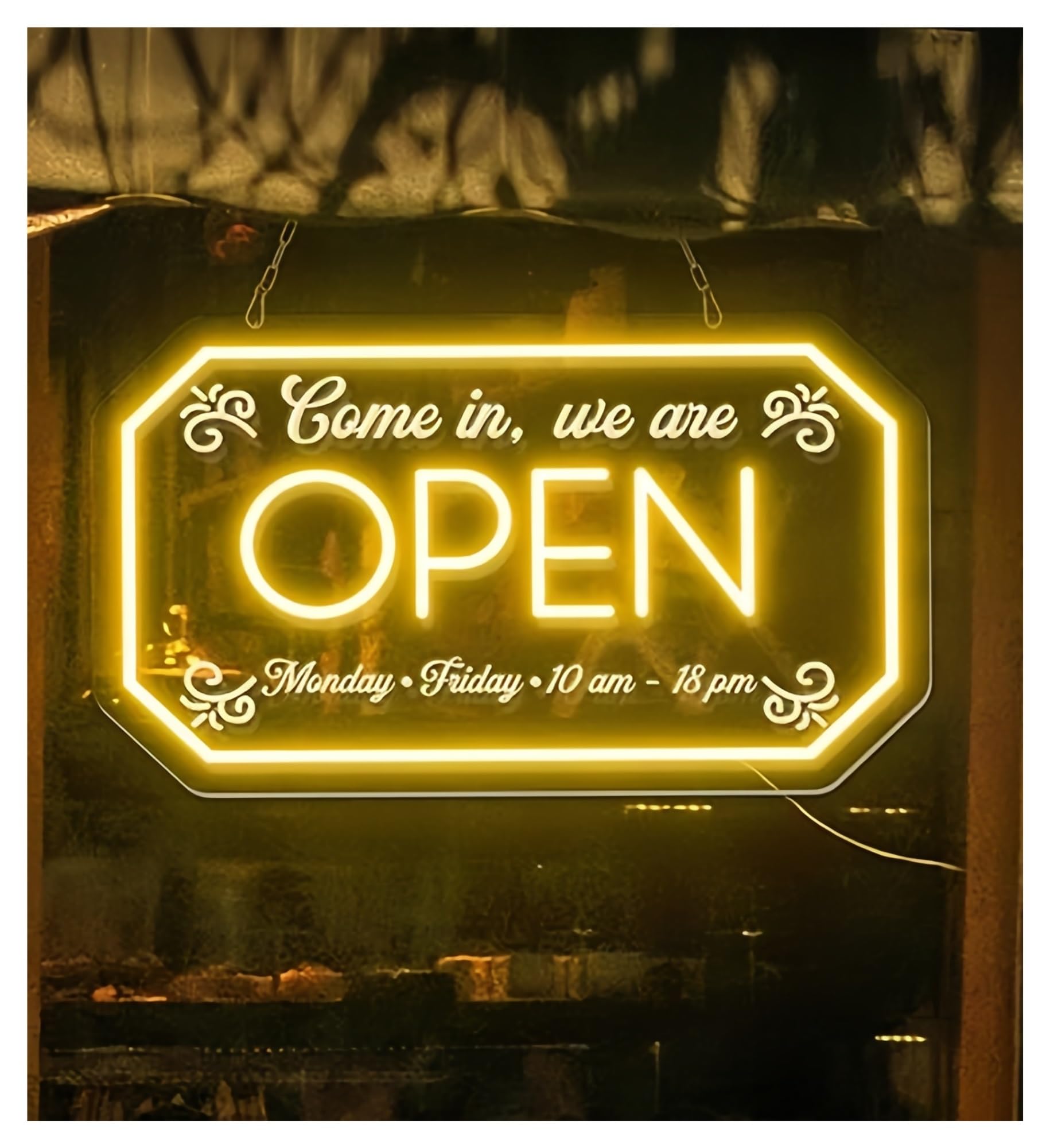 Sign Lamp Come in We are Open Sign Restaurant Coffee Pizza Store Business Store Modern 50cm(A)