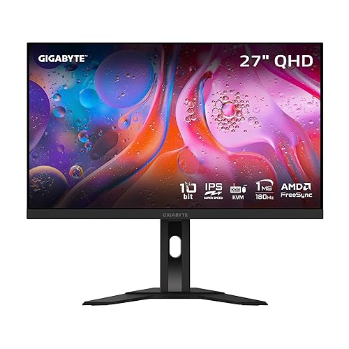 GIGABYTE - M27Q Advanced (US) - 27" SS IPS Gaming Monitor - QHD 2560x1440-180Hz - 1ms MPRT - AMD FreeSync - Type C KVM - HDMI, DP, Type C - Height Adjustable - Black - 27" QHD 180Hz | IPS | Flat | Height & Tilt
